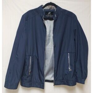 Men’s West Louis Navy Blue Windbreaker Bomber Rain Jacket Fully Lined Sz M PO-E